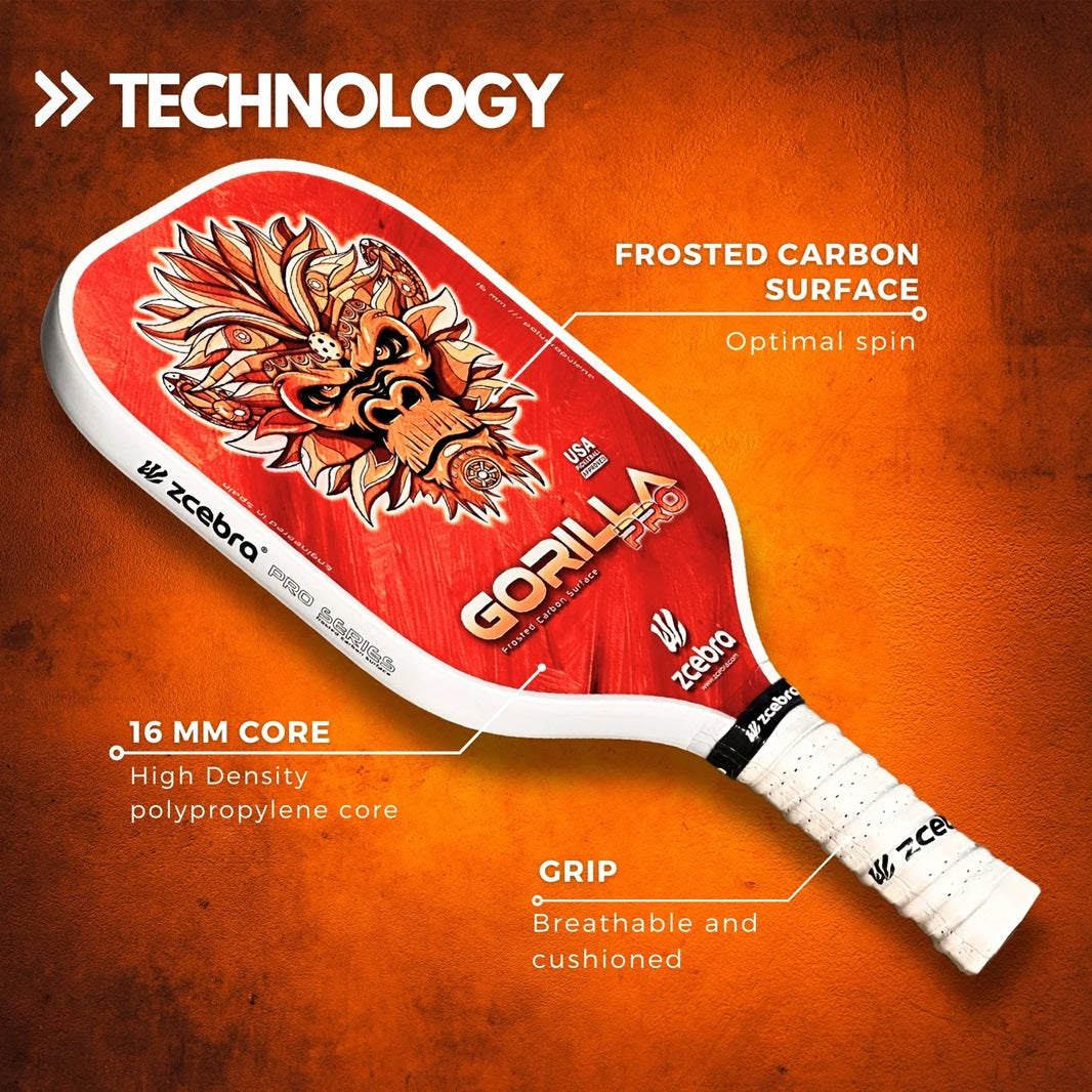 Zcebra Gorilla Pro Pickleball Racket - Orange