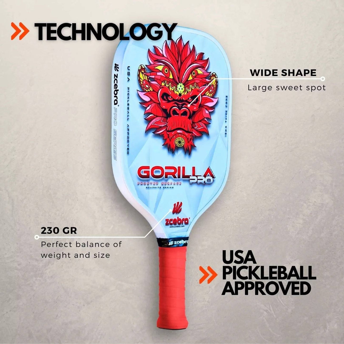 Zcebra Gorilla Pro röd bred träffyta