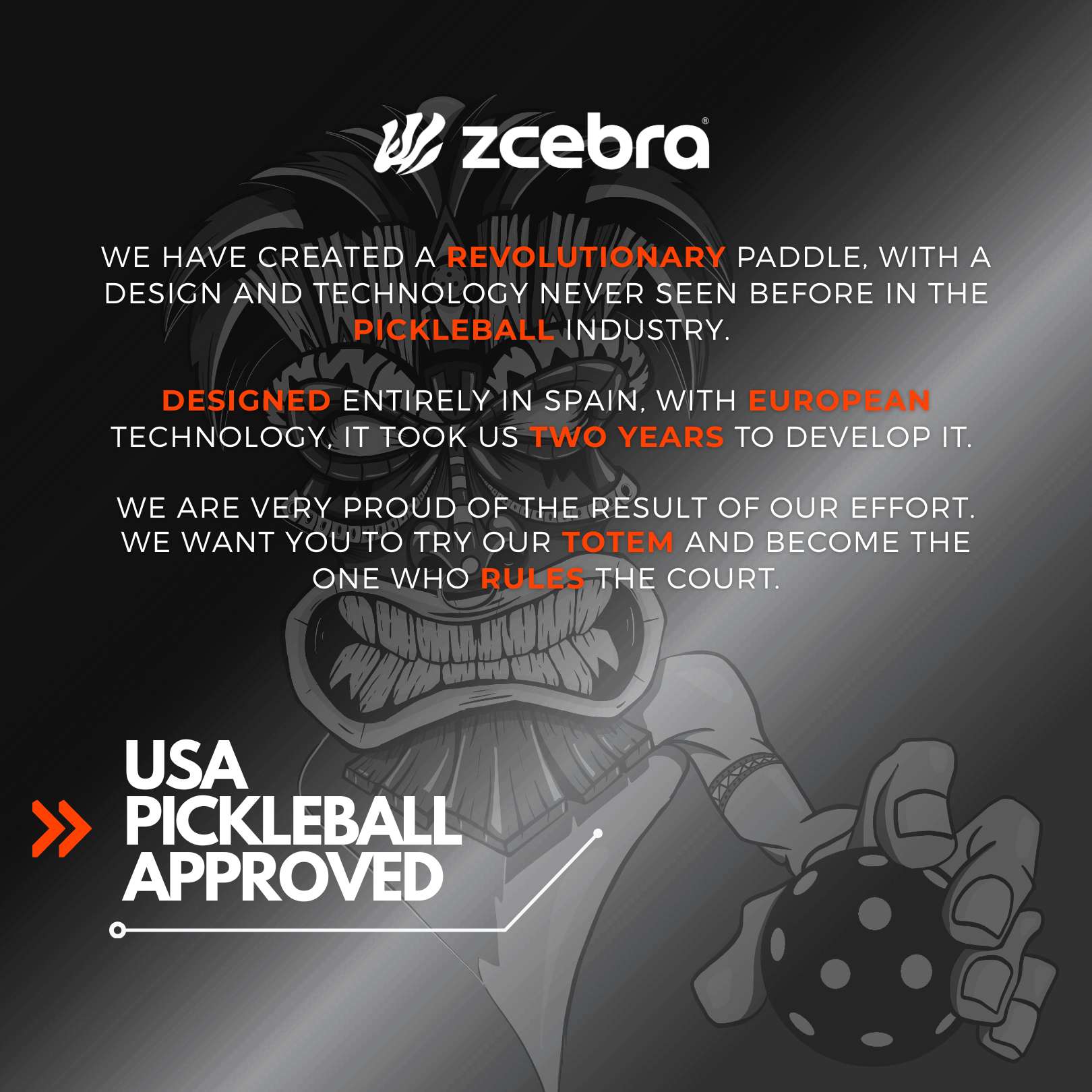 Zcebra Totem Pickleball racket Färgglatt tryck USA Pickleball Approved UPA
