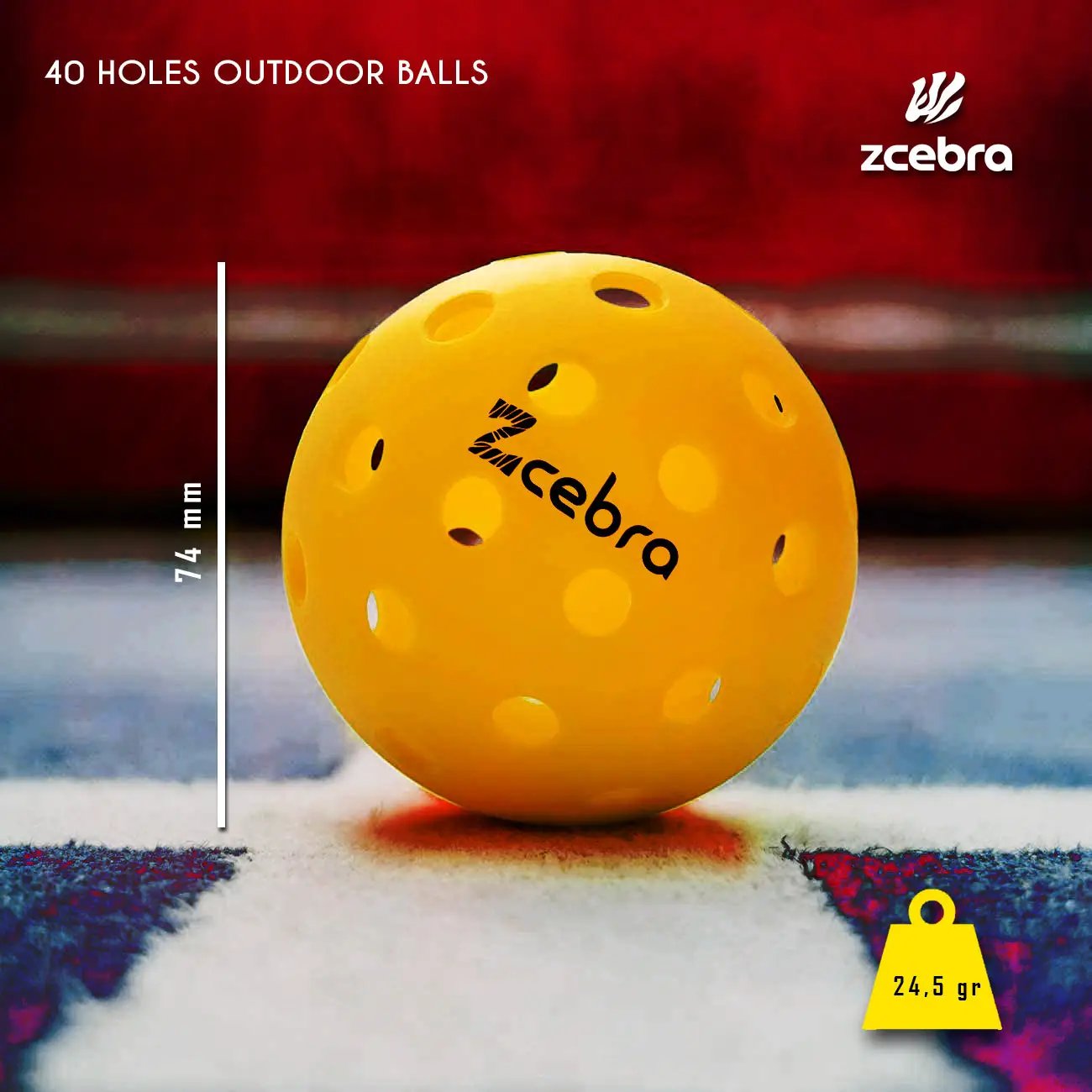 Zcebra bollar 6-pack Zcebra SideOut Pickleball