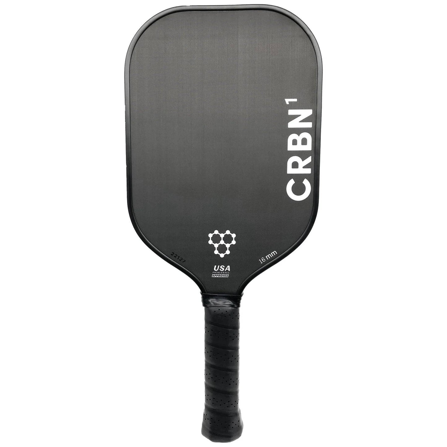 Svart CRBN1 pickleballrack med USA Pickleball certifiering och 16mm kärna.