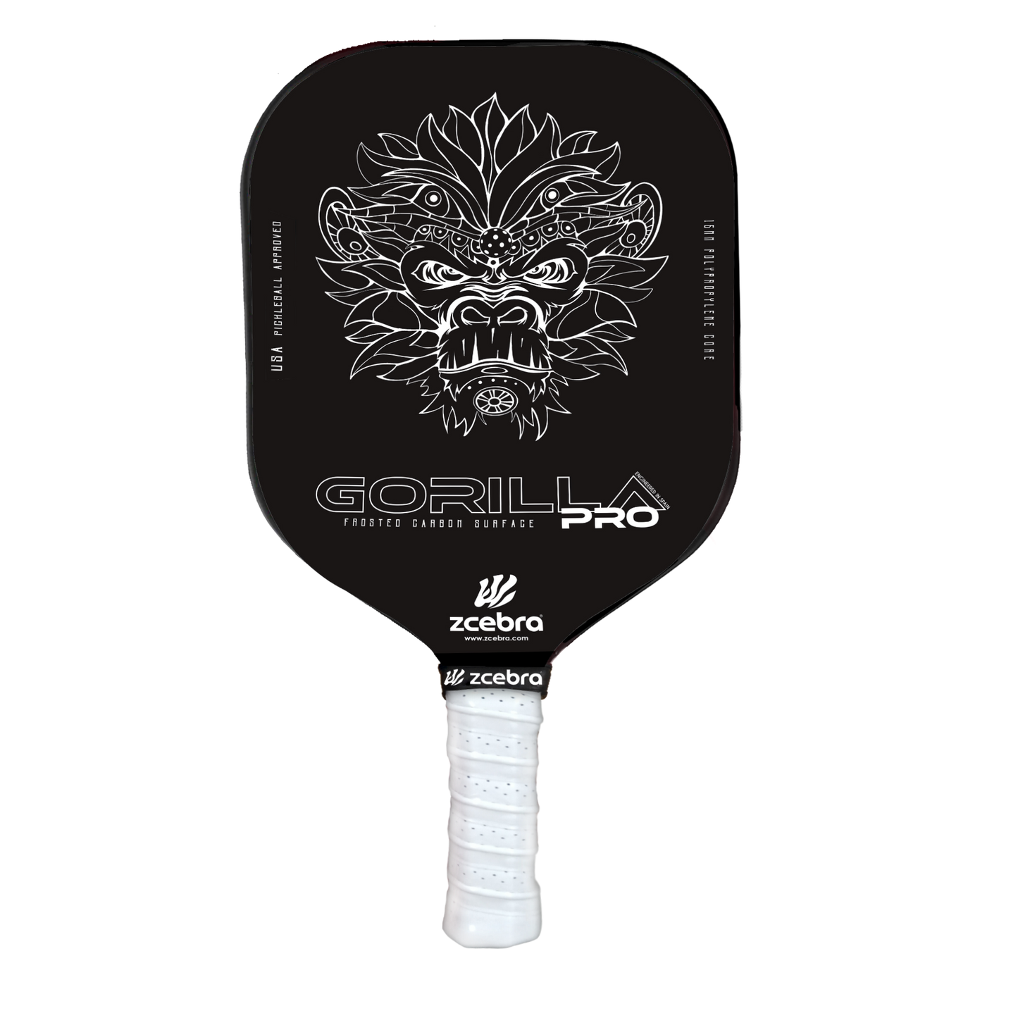 Zcebra Gorilla Pro Black Pickleball Racket Svart Sida