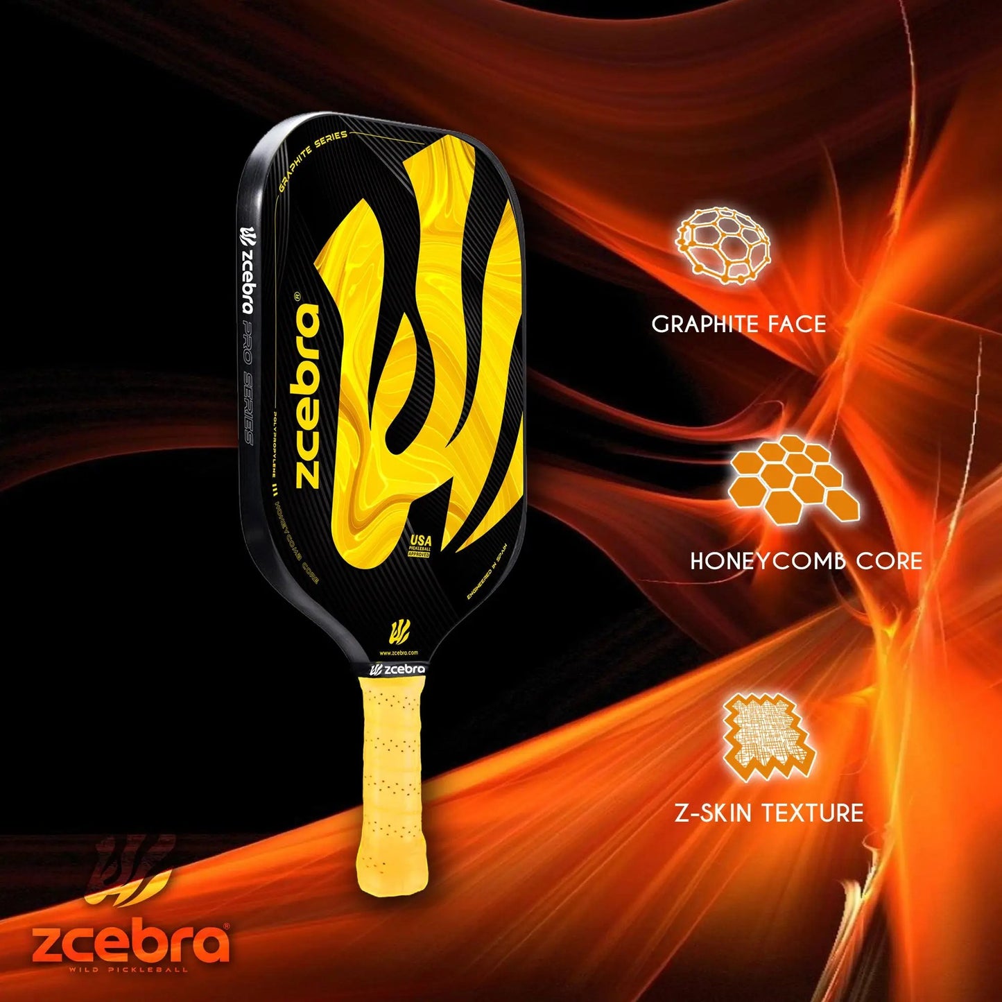 Zcebra Graphite Yellow Zcebra SideOut Pickleball
