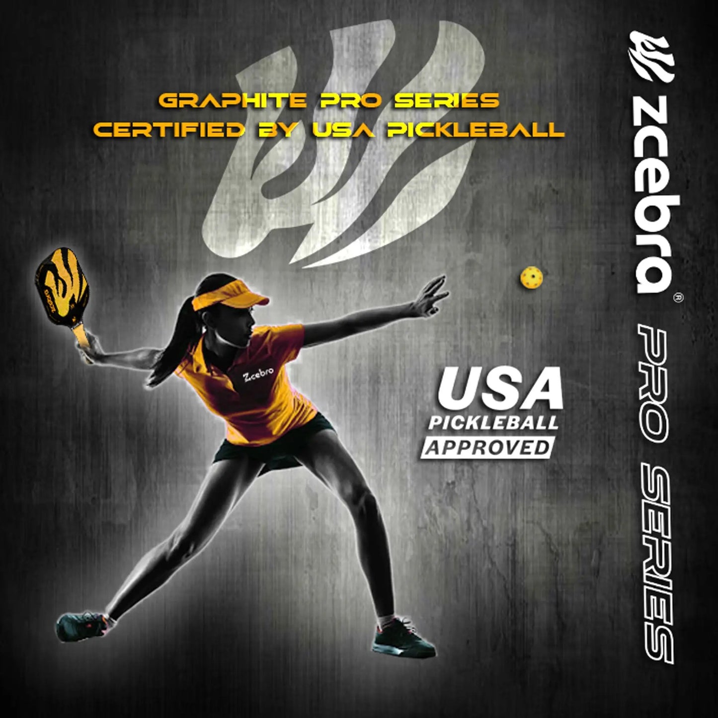 Zcebra Graphite Yellow Zcebra SideOut Pickleball