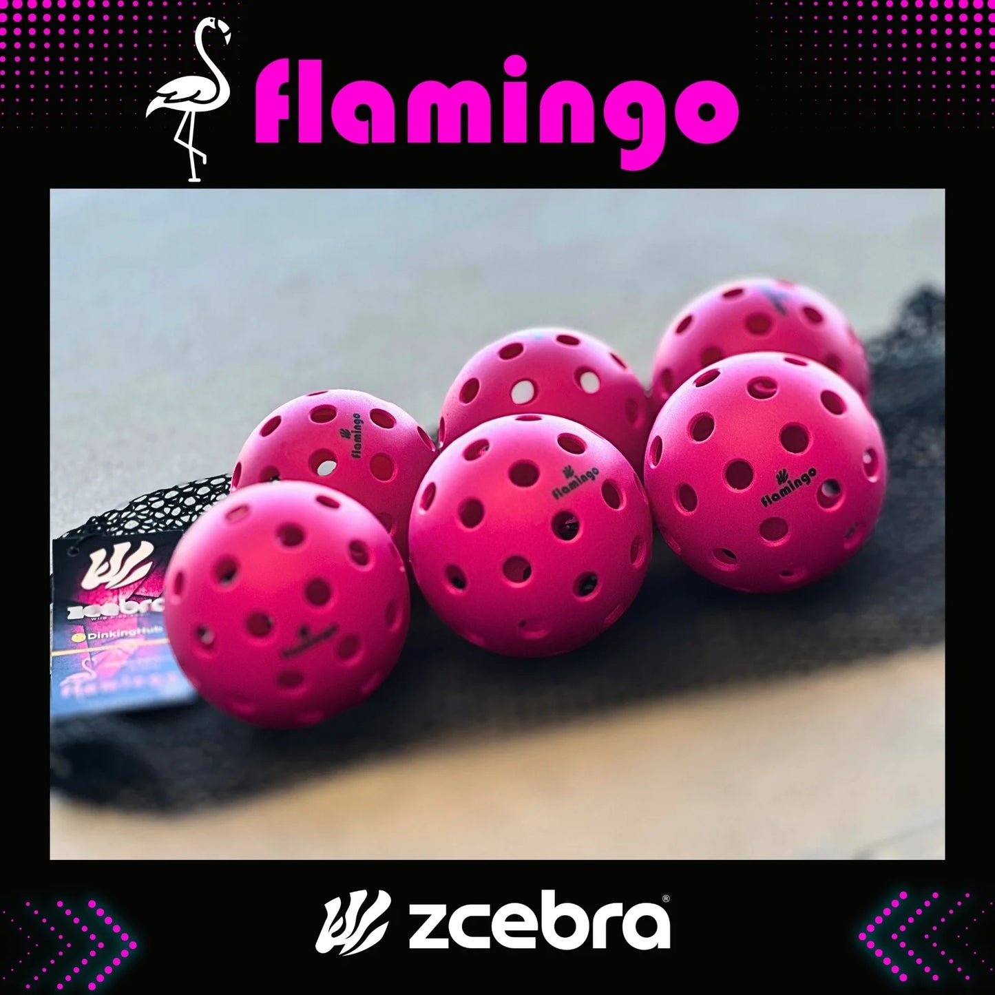 Zcebra Flamingo rosa bollar 6-pack